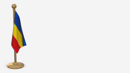 Canary Islands 3D flag illustration hanging on golden flagpole.