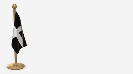 Cornwall 3D flag illustration hanging on golden flagpole.