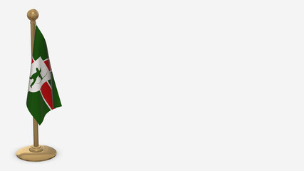 County Nottinghamshire 3D flag illustration hanging on golden flagpole.