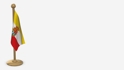 Cuenca 3D flag illustration hanging on golden flagpole.