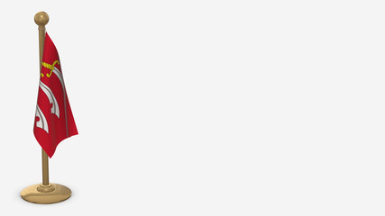 Essex 3D flag illustration hanging on golden flagpole.