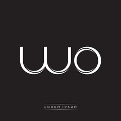 WO Initial Letter Split Lowercase Logo Modern Monogram Template Isolated on Black White