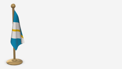 Franco-Terreneuviens 3D flag illustration hanging on golden flagpole.