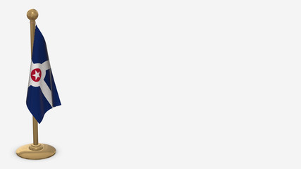 India 3D flag illustration hanging on golden flagpole.