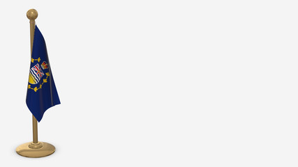 Lieutenant-Governor Of British Columbia 3D flag illustration hanging on golden flagpole.