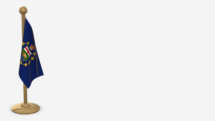 Lieutenant-Governor Of Manitoba 3D flag illustration hanging on golden flagpole.