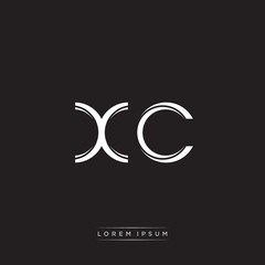 Fototapeta premium XC Initial Letter Split Lowercase Logo Modern Monogram Template Isolated on Black White