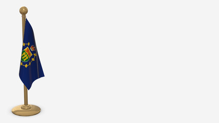 Lieutenant-Governor Of Saskatchewan 3D flag illustration hanging on golden flagpole.