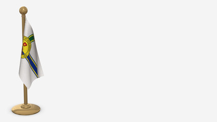 Little Rock 3D flag illustration hanging on golden flagpole.