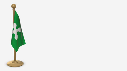 Lombardy 3D flag illustration hanging on golden flagpole.