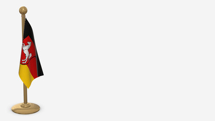 Lower Saxony 3D flag illustration hanging on golden flagpole.