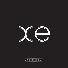 XE Initial Letter Split Lowercase Logo Modern Monogram Template Isolated on Black White