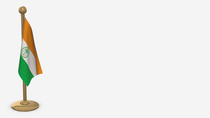 Miami Florida 3D flag illustration hanging on golden flagpole.