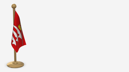 Middlesex 3D flag illustration hanging on golden flagpole.