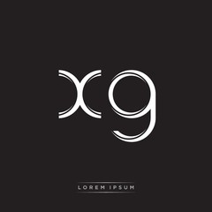 XG Initial Letter Split Lowercase Logo Modern Monogram Template Isolated on Black White