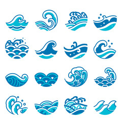 water wave logo design template set