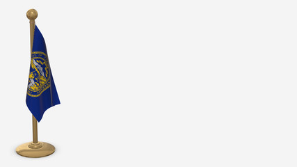 Nebraska 3D flag illustration hanging on golden flagpole.