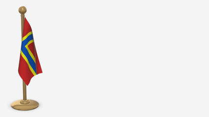 Orkney 3D flag illustration hanging on golden flagpole.