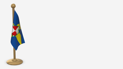 Pembroke 3D flag illustration hanging on golden flagpole.