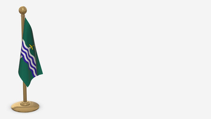 Peterborough Ontario 3D flag illustration hanging on golden flagpole.