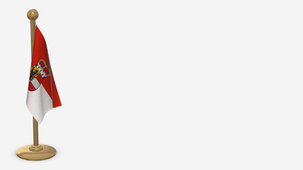 Salzburg 3D flag illustration hanging on golden flagpole.