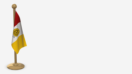 San Diego California 3D flag illustration hanging on golden flagpole.