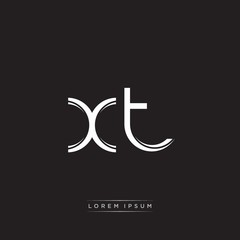 XT Initial Letter Split Lowercase Logo Modern Monogram Template Isolated on Black White