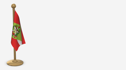 Santa Catarina 3D flag illustration hanging on golden flagpole.