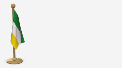 Sucumbios 3D flag illustration hanging on golden flagpole.