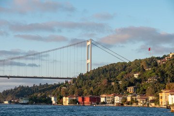 Fototapeta premium Fatih Sultan Mehmet Bridge At Bosphorus, Istanbul, Turkey