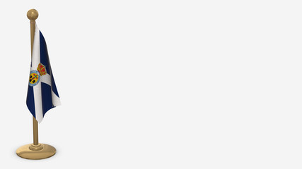 Teneriffa 3D flag illustration hanging on golden flagpole.