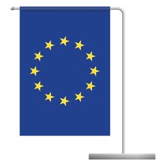 Europe EU flag on pole icon