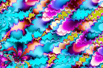 bstract fractal shapes. Fantasy colorful chaotic fractal texture. 3D rendering illustration pattern.