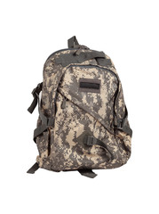 Khaki backpack isolated on white background