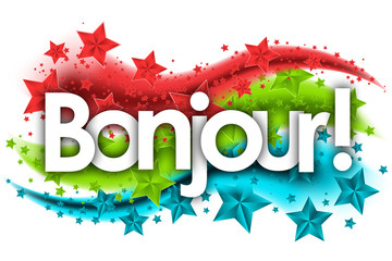 bonjour word in stars colored background © nali