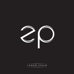 ZP Initial Letter Split Lowercase Logo Modern Monogram Template Isolated on Black White