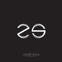 Obraz premium ZS Initial Letter Split Lowercase Logo Modern Monogram Template Isolated on Black White