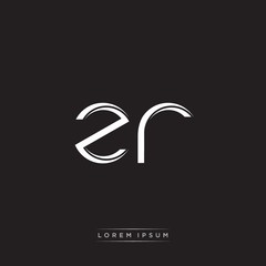 ZR Initial Letter Split Lowercase Logo Modern Monogram Template Isolated on Black White