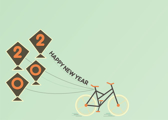 Retro Happy new year 2020 card design concept