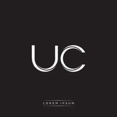 UC Initial Letter Split Lowercase Logo Modern Monogram Template Isolated on Black White