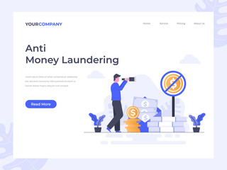 Anti Money Laundering flat vector illustration concept, can be used for landing page, ui, web, app intro card, editorial, flyer, and banner.