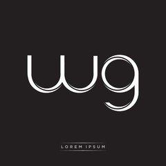 WG Initial Letter Split Lowercase Logo Modern Monogram Template Isolated on Black White