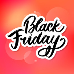 Black Friday Calligraphic Advertising Poster design vector template. Total Sale Discount Banner retro vintage style.