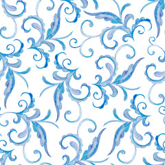 blue, decorative, winter seamless watercolor patterns