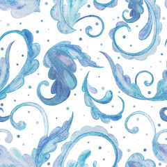 blue, decorative, winter seamless watercolor patterns