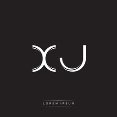 XJ Initial Letter Split Lowercase Logo Modern Monogram Template Isolated on Black White