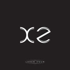 XZ Initial Letter Split Lowercase Logo Modern Monogram Template Isolated on Black White