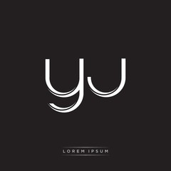 YJ Initial Letter Split Lowercase Logo Modern Monogram Template Isolated on Black White