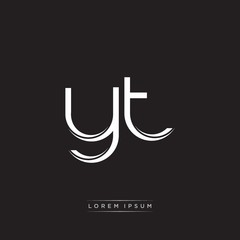 YT Initial Letter Split Lowercase Logo Modern Monogram Template Isolated on Black White