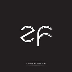 ZF Initial Letter Split Lowercase Logo Modern Monogram Template Isolated on Black White